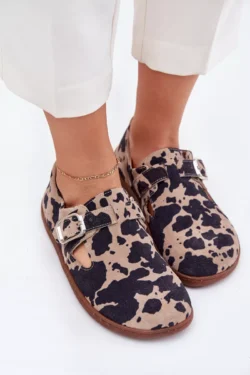 Samančios pusbačiai moterims su sagčių intarpais Zazoo N1261 rudai-smėlio spalvos