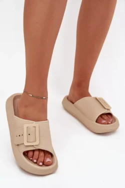 Moterims skirti Vinceza 75207 "Beige" putplasčio šlepetės su sagtimi