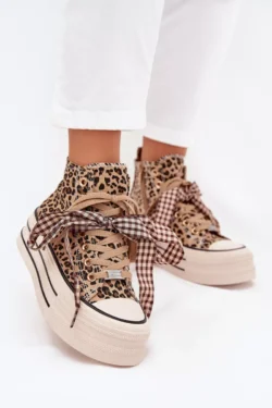 Moteriški sportbačiai su kaspino ir užtrauktuko detalėmis ant platformos „Panther Mavara“