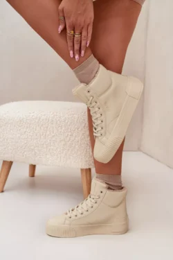 Moterims skirti platforminiai sportbačiai su pamušalu Big Star OO274795 Beige