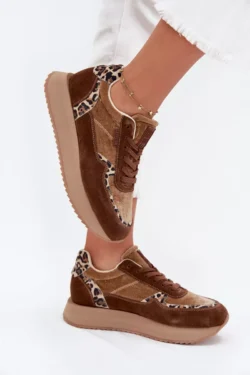 Moteriški zomšiniai sportbačiai Big Star OO274A313 HI-POLY SYSTEM Ruda Leopard