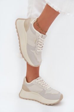 Šilti moteriški platforminiai batai Big Star SS274008 HI-POLY SYSTEM, šviesiai smėliniai