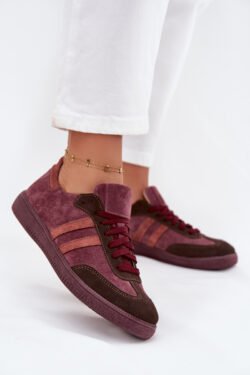 Zazoo N1068 Suede Low moteriški kedai, bordo spalvos