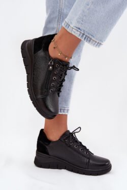 Odinės moteriškos platformos batai Vinceza 39964 Black