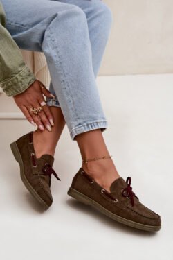 Moteriški mokasinai su raišteliais Tamsiai žali Calivra