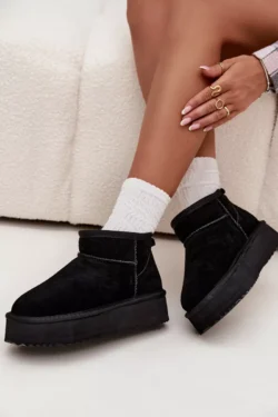 Moteriški zomšiniai sniego batai ant platformos Vinceza 97962 juodi