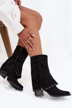 Moteriški firminiai batai su atvartu Vinceza 16516 Juodi