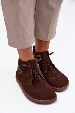 Suediniai moteriški basakojai "loafers" su dekoratyviniu elementu Zazoo 30072 Chocolate