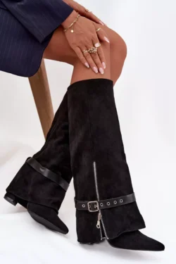 Moteriški aukštakulniai batai su dekoratyvine juostele Jolivine, juodi