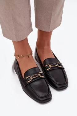 Moteriški mokasinai su puošmena, juodi Priscelle