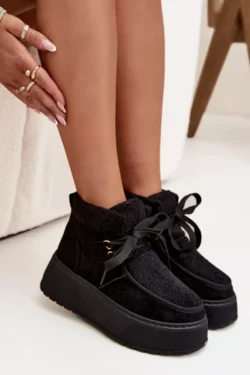 Moteriški sniego batai ant platformos su kailiu Juodi Florivelle