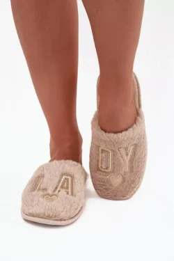 Moteriškos šlepetės su kailiu LADY Vinceza 19958 smėlio