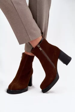 Moteriški aulinukai iš natūralaus zomšo ant kulno Vinceza 91141 Brown