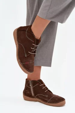 Odinės moteriškos bateliai su siuvinėjimu ir užtrauktuku Artiker 57C2117 rudi