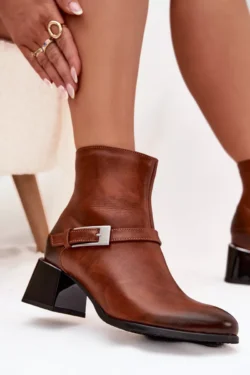 Odiniai moteriški Zazoo 60562 aulinukai su sagtimi, rudi