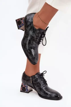 Odos odos moteriški bateliai su kulnu ir kristalais Artiker 57C0072 pilkos spalvos