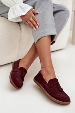 Oda Suede Basakojos Mokasinai Zazoo 322 Bordo