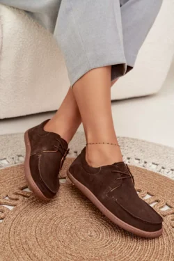 Moteriški "Barefoot" tipo natūralios verstos odos batai Zazoo 327 Chocolate