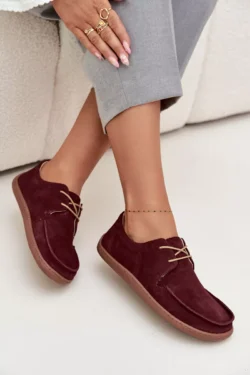 Moteriški „Barefoot“ tipo bateliai iš natūralaus zomšo Zazoo 327 Bordo