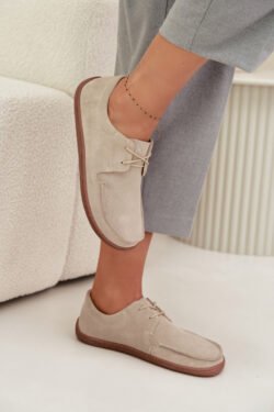 Moteriški „Barefoot“ stiliaus natūralios verstos odos batai Zazoo 327 Šviesiai smėlio spalvos