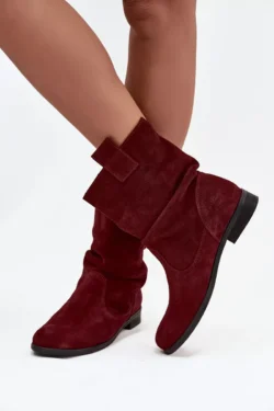 Odos suede moteriški batai su raukiniais pamušalu, šiltinti Zazoo 4210 Bordeaux