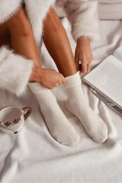 Moterų vilnos kojinės Alpaka Ecru