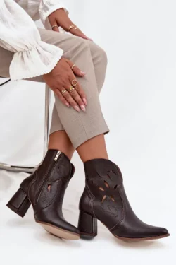 Odinės atviradarbės moteriškos aulinukai ant kulno Zazoo 3647 Chocolate