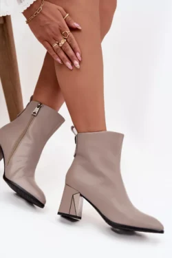 Izoliuoti aulinukai su kulnu, pagaminti iš natūralios odos Vinceza 66812 Grey