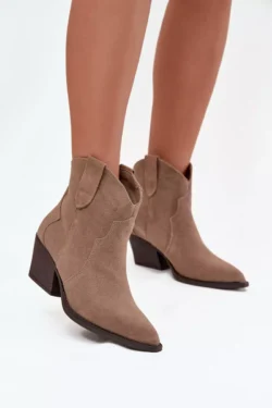 Moteriški kaubojų batai su užmaunamais kulnais, pagaminti iš natūralios odos, smėlio spalvos „Beretta“