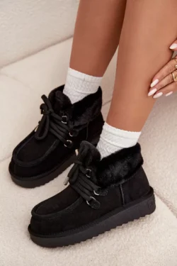 Moteriški sniego batai, pagaminti iš natūralaus zomšo D.Franklin DFSH375006 Juodi