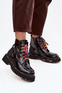 Lakinės odinės moteriškos aulinukai ARTIKER 57C0064 Juodi