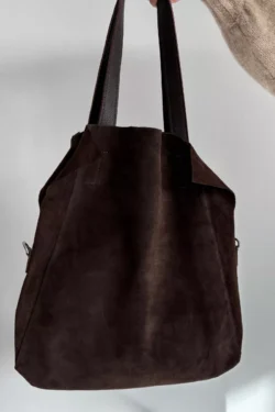 Suede Shopper Bag Chocolate Miraya