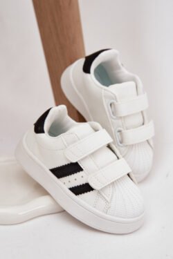 Vaikų sportiniai batai, sportbačiai iš eko odos, balti, Renel