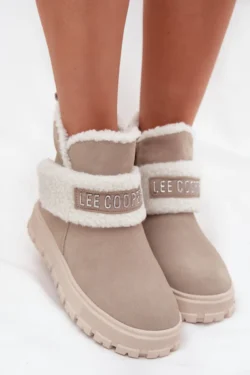 Pagrindinis-4 20 Moteriški natūralūs suede sniego batai su kailio pamušalu Lee Cooper LCJ-25-01-3739 Pilki