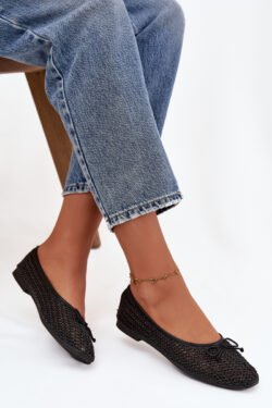 Baleto bateliai su pynimu ir bantuku juodi Belirra