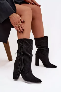 Darlina Moteriški aulinukai su kutais ir surinkimu, juodi, su pašiltinimu