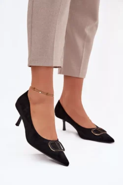 Moteriški aukštakulniai su dekoratyviniu elementu juodi "Amelora"
