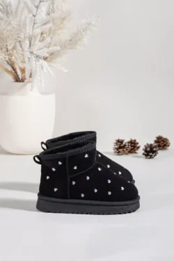 Vaikams skirti sniego batai su širdelėmis, juodi Gracina