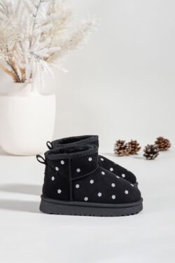 Vaikiški sniego batai su gėlėmis juodi Gracina