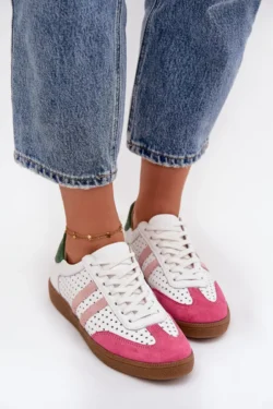 Odosios perforuoti moteriški sportbačiai Zazoo N1318 Balti-Rožiniai