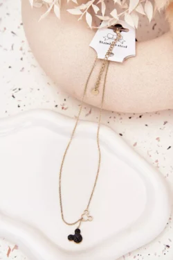 Auksinė nerũdijanąčio plieno grandinėlė su Peliuku Mikiu