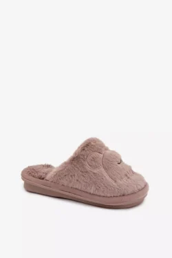 Vaikų šlepetės su kailiu Tamsiai smėlinės Norene