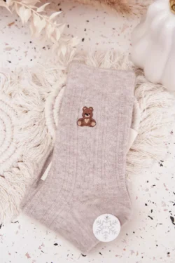 Šiltos moteriškos kojinės su vilnos lokiu, pilkos