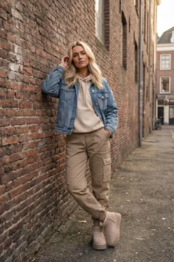 Moteriški natūralios verstos odos sniego batai, smėlio spalvos Mairene