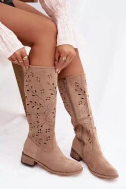 Akių moteriški batai su blokiniu kulnu, chaki spalvos „Helinna“