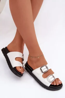 Moteriškos šlepetės su platforma Elamas, baltos