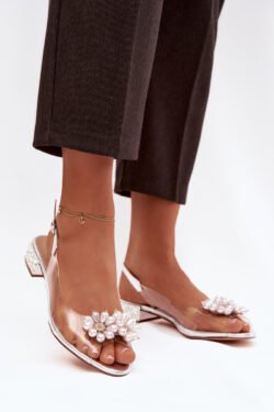 Skaidrūs basutės su dekoratyviniais elementais D&A MR52-229 sidabrinės