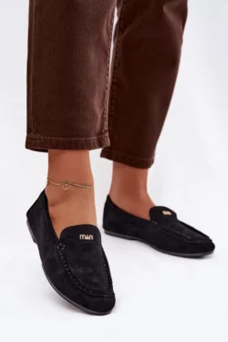 Moteriški Loferiai su Maža Aukso Detale Juodi Sarivelle