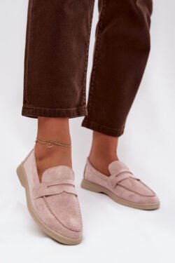 Moteriški "eco" zomšos loafers, "Dirty pink" spalvos, Renelia