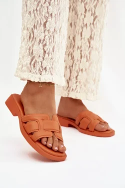 Moterims, su plokščiu kulnu, oranžinės šlepetės Lorania